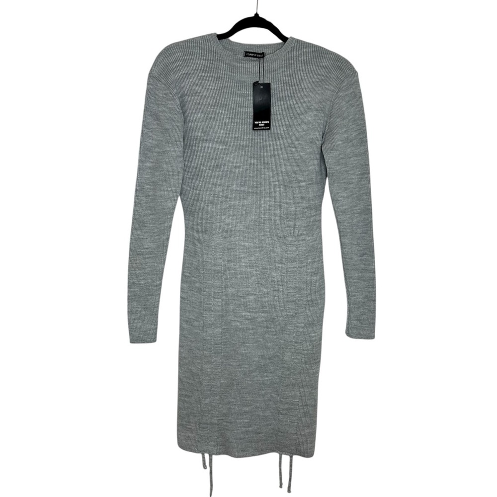 I Saw It First Women's Stretchy Heather Gray Ruched Side Detail Sweater Dress 10